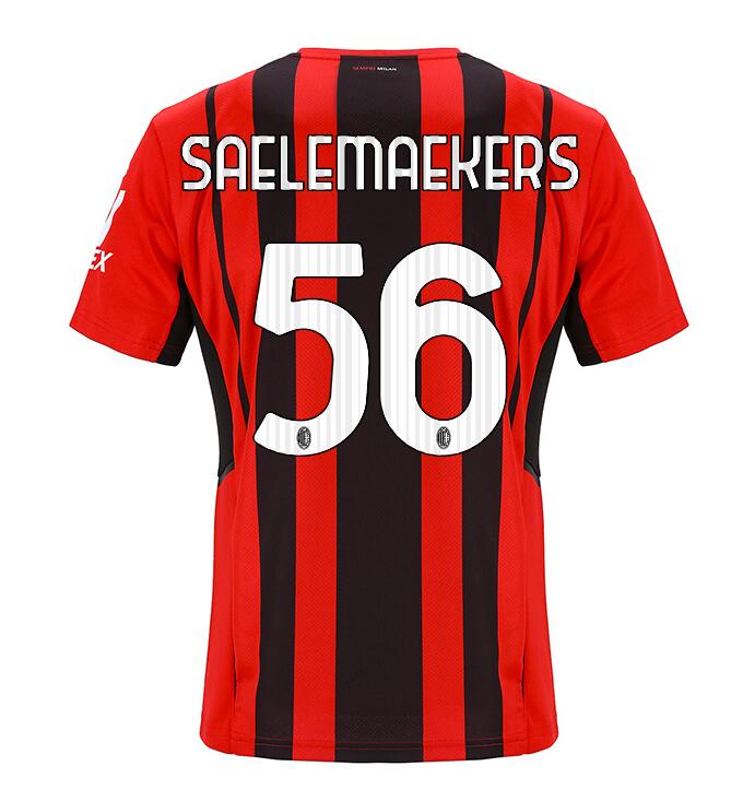 2021/22 AC Milan Home Kit Soccer Jersey with SAELEMAEKERS 56 printing